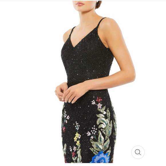 Mac Duggal FLORAL EMBELLISHED SPAGHETTI STRAP GOWN - Picture 3 of 13